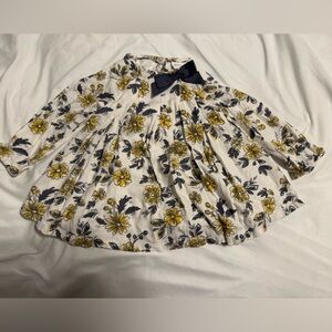 Charming Floral Kids Dress with Navy Bow